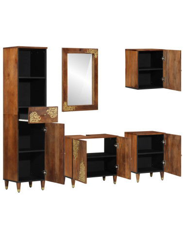 Set di Armadi da Bagno con cassetto 5 pcs Marrone miele