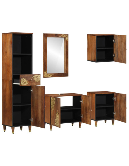 Set di Armadi da Bagno con cassetto 5 pcs Marrone miele