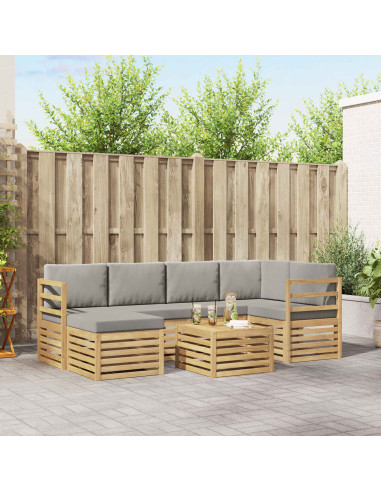 Set di divani da esterno 7 pcs Bianco e Grigio Chiaro