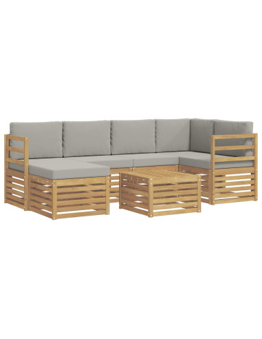 Set di divani da esterno 7 pcs Bianco e Grigio Chiaro