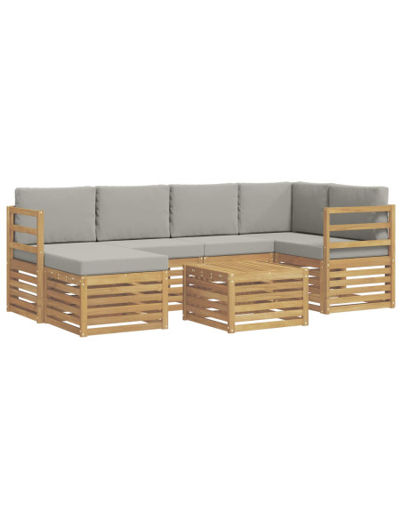 Set di divani da esterno 7 pcs Bianco e Grigio Chiaro