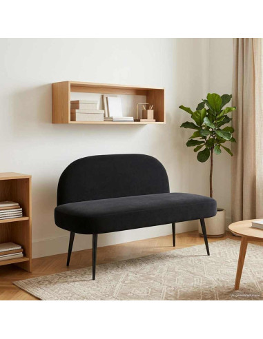 Panchina imbottita con schienale Nero 110 x 60 x 76 cm Velluto