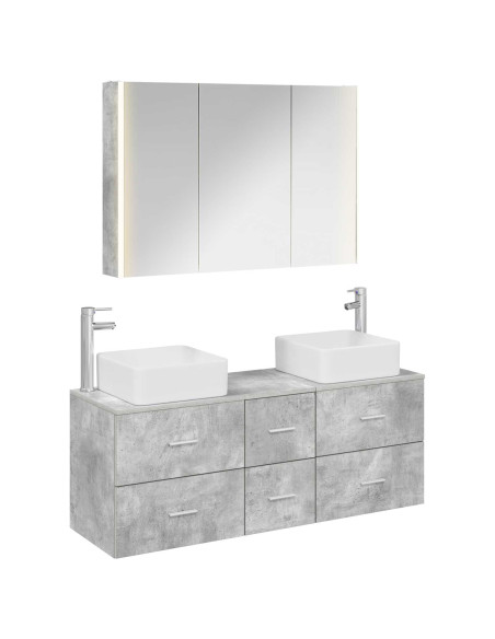 Set di mobili per il bagno 4 pcs Grigio Cemento