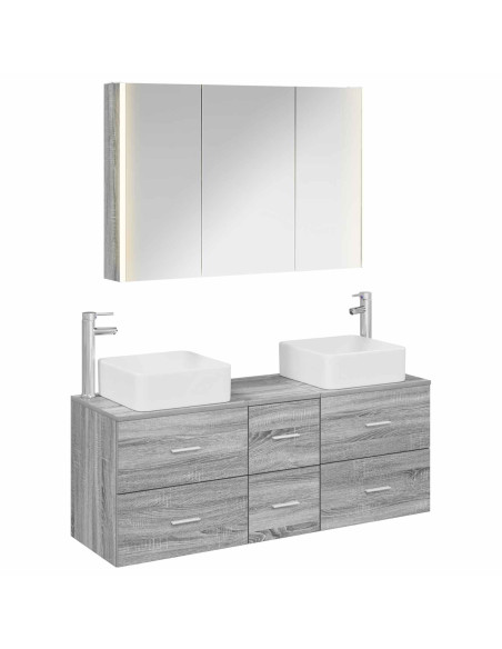 Set di mobili per il bagno 4 pcs Sonoma grigio