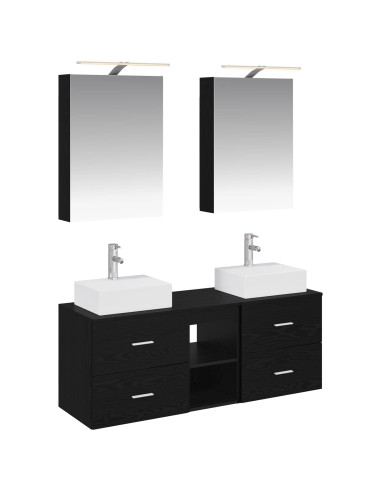 Set di mobili per il bagno 5 pcs Rovere Nero
