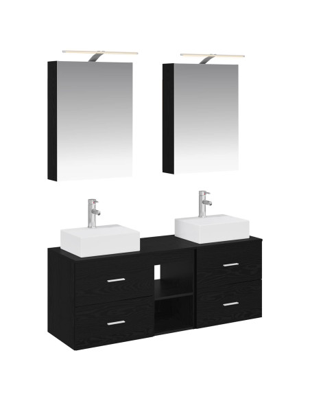 Set di mobili per il bagno 5 pcs Rovere Nero