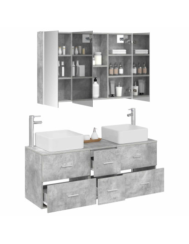 Set di mobili per il bagno 4 pcs Grigio Cemento