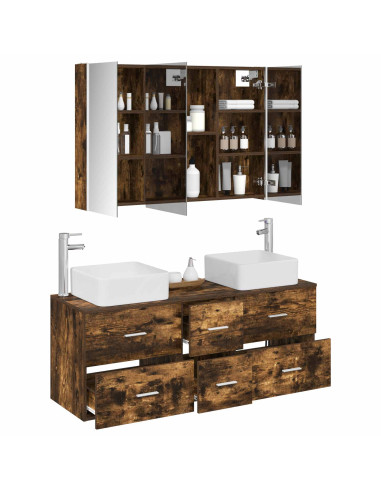 Set di mobili per il bagno 4 pcs Rovere Fumo