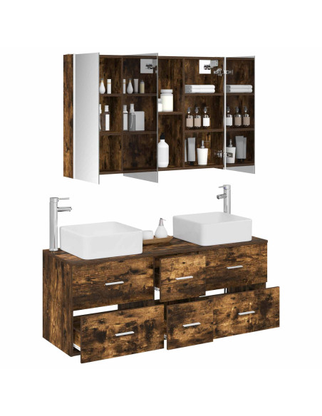 Set di mobili per il bagno 4 pcs Rovere Fumo