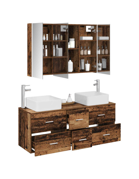 Set di mobili per il bagno 4 pcs Legno antico