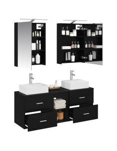 Set di mobili per il bagno 5 pcs Rovere Nero 2