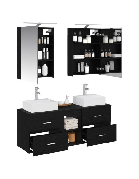 Set di mobili per il bagno 5 pcs Rovere Nero