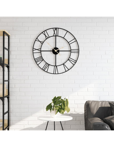Orologio da Parete Nero Ø50 cm in Ferro