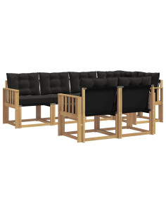 Set di divani da esterno con cuscino 7 pcs Bianco e Nero 2