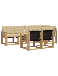 Set di divani da esterno con cuscino 7 pcs Bianco e Beige 2