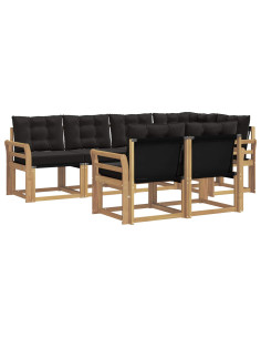 Set di divani da esterno con cuscino 7 pcs Bianco e Nero 2