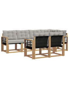 Set di divani da esterno 7 pcs Bianco e Grigio Chiaro 2