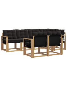 Set di divani da esterno con cuscino 7 pcs Bianco e Nero 2