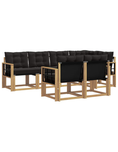 Set di divani da esterno con cuscino 7 pcs Bianco e Nero