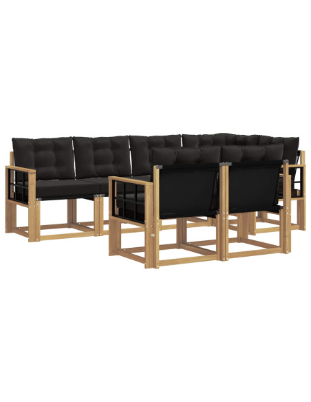 Set di divani da esterno con cuscino 7 pcs Bianco e Nero