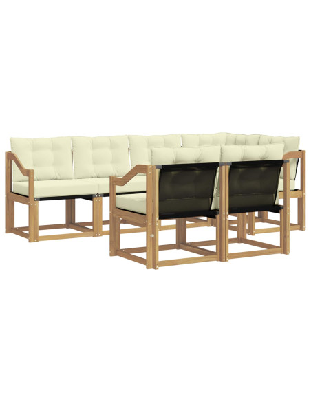 Set di divani da esterno con cuscino 7 pcs Bianco e Crema