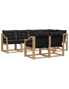 Set di divani da esterno con cuscino 7 pcs Bianco e Nero 2