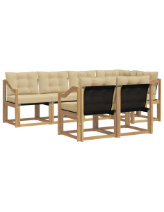 Set di divani da esterno con cuscino 7 pcs Bianco e Beige 2