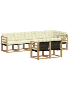 Set di divani da esterno con cuscino 8 pcs Bianco e Crema 2