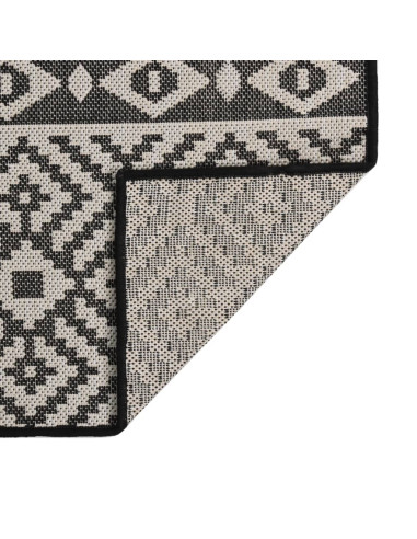 Tappeto da Esterni a Tessitura Piatta 80x150 cm Strisce Nere