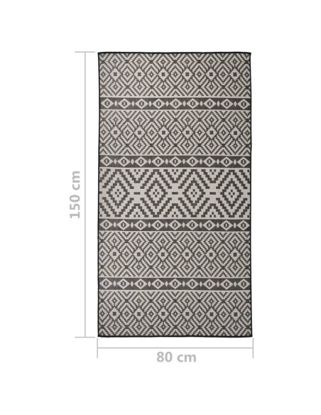 Tappeto da Esterni a Tessitura Piatta 80x150 cm Strisce Nere
