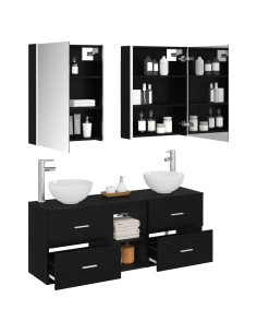 Set di Armadi da Bagno 5 pcs Rovere Nero 53 x 15,5 x 70 cm 2