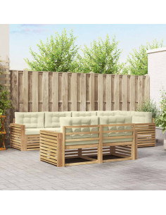 Set di divani da esterno 7 pcs Bianco e Crema