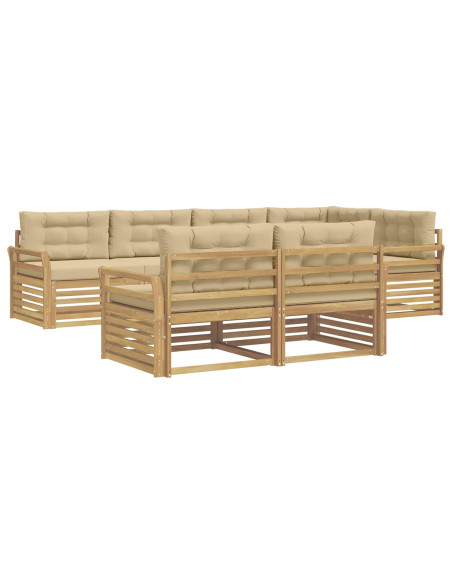 Set di divani da esterno 7 pcs Bianco e Beige