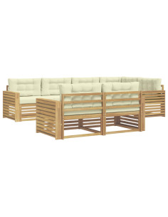 Set di divani da esterno 7 pcs Bianco e Crema 2