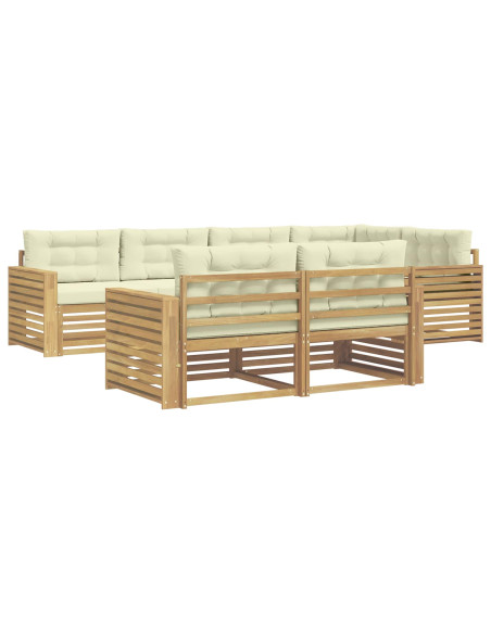 Set di divani da esterno 7 pcs Bianco e Crema