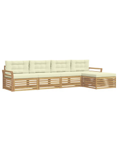 Set di divani da esterno 5 pcs Bianco e Crema 2