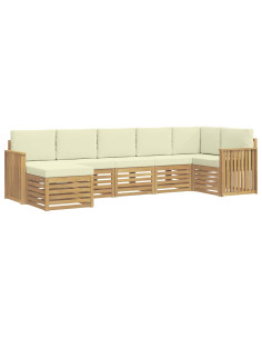Set di divani da esterno 7 pcs Bianco e Crema 2