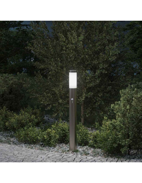 Lampada a paletto con sensore 80 cm Acciaio Inox IP44