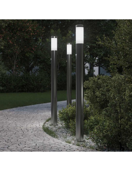Lampioni a paletto con sensore 3 pz 110 cm Acciaio Inox IP44