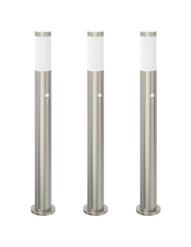 Lampioni a dissuasore con sensore 3 pz 80 cm Acciaio Inox IP44