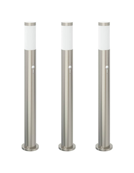Lampioni a dissuasore con sensore 3 pz 80 cm Acciaio Inox IP44