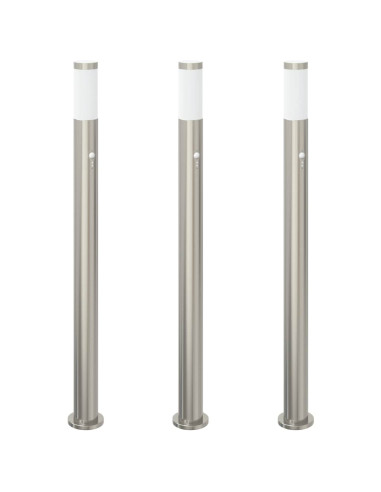 Lampioni a paletto con sensore 3 pz 110 cm Acciaio Inox IP44