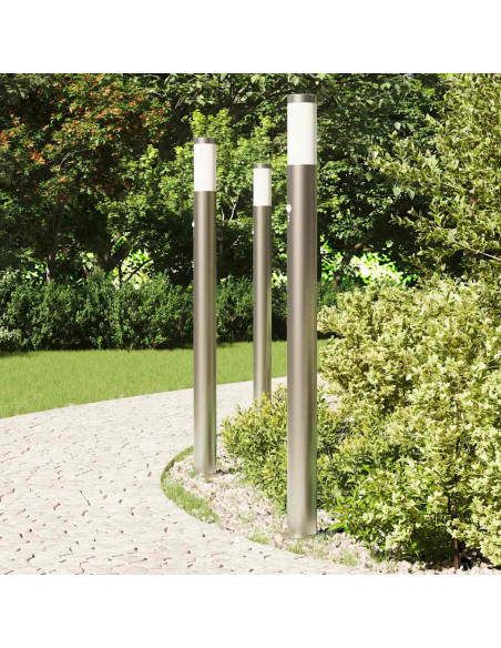 Lampioni a paletto con sensore 3 pz 110 cm Acciaio Inox IP44