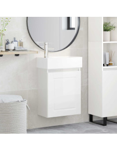 Mobile bagno con rubinetto Bianco Lucido 45,5 x 22,5 x 84 cm