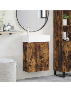 Mobile bagno con rubinetto Rovere Fumo 45,5 x 22,5 x 84 cm