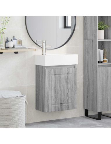 Mobile bagno con rubinetto Sonoma grigio 45,5 x 22,5 x 84 cm