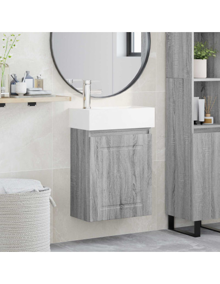Mobile bagno con rubinetto Sonoma grigio 45,5 x 22,5 x 84 cm