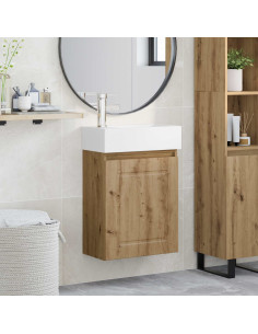 Mobile bagno con rubinetto Rovere Artigianale