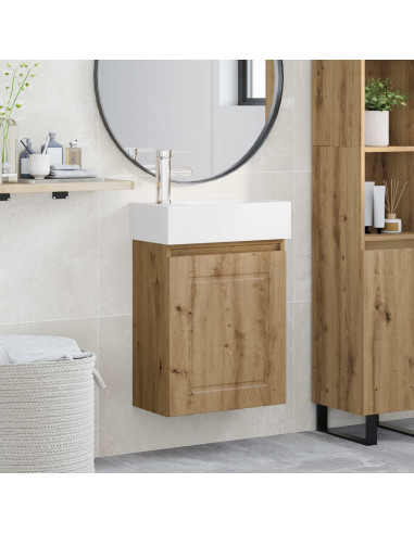 Mobile bagno con rubinetto Rovere Artigianale