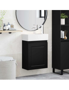 Mobile bagno con rubinetto Nero 45,5 x 22,5 x 84 cm